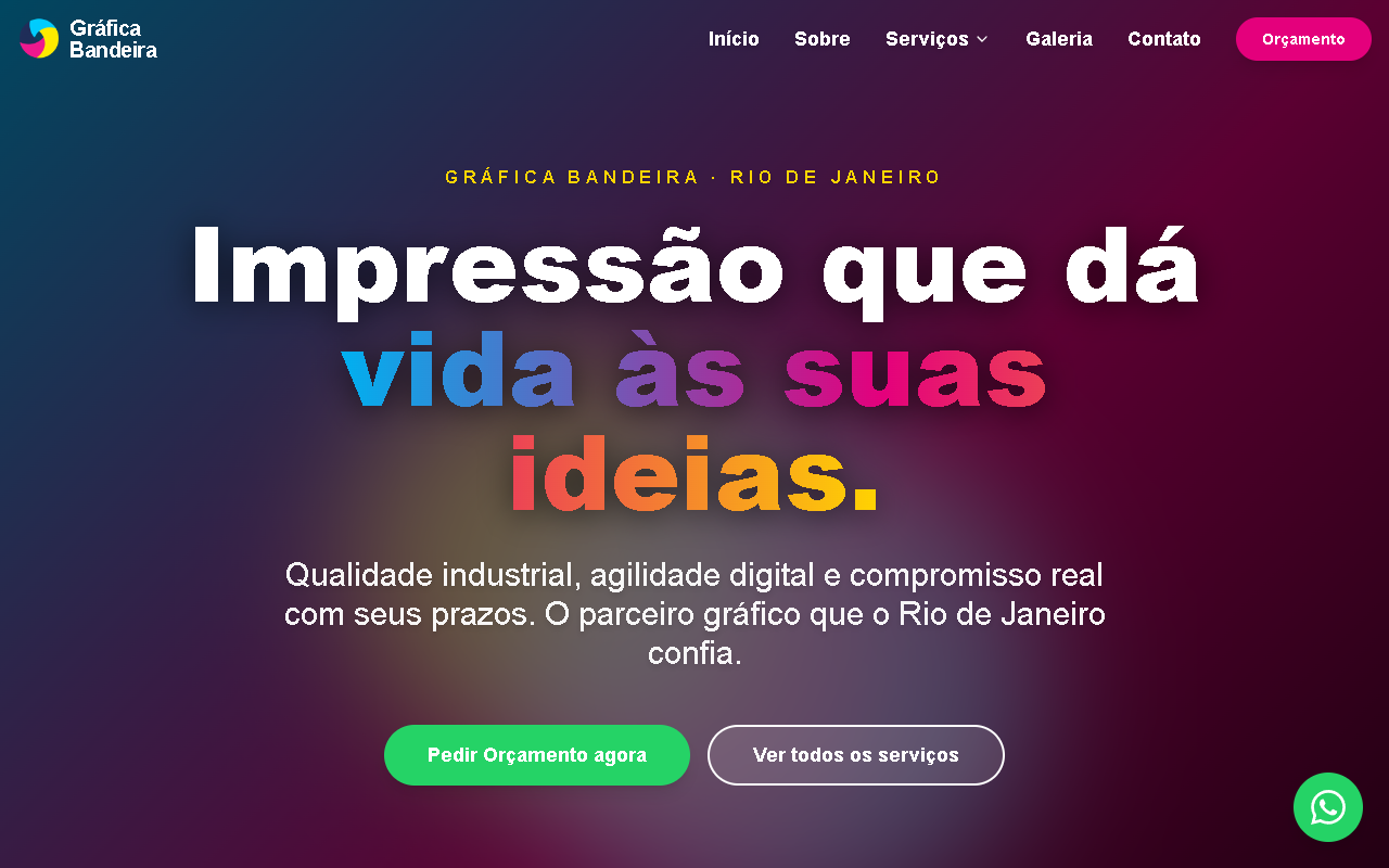 Página inicial do projeto Gráfica Bandeira